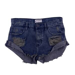 One Teaspoon Fox Black Denim Shorts, Size 27”